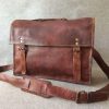 Handmade Leather 15" Padded Laptop Bag SL+ Satchel Vintage