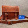 Leather Bag 9" Wide Satchel S9 Shoulder Bag iPad Mini Billy Goat Designs - Image 6