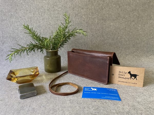 Leather Tobacco Pouch (goat leather) 50gm Handmade (T50Z/P) (Two options) - Image 2
